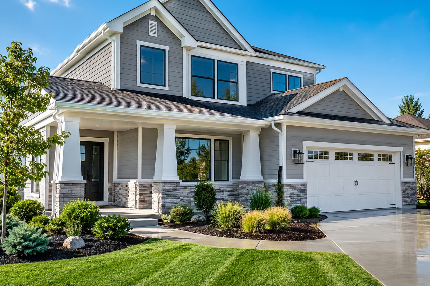 Clean home exterior with bright windows in the Des Moines metro
